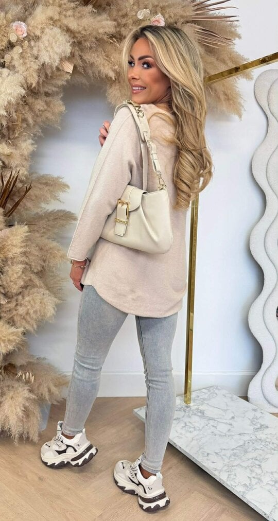 ROUND NECK TOP TAUPE