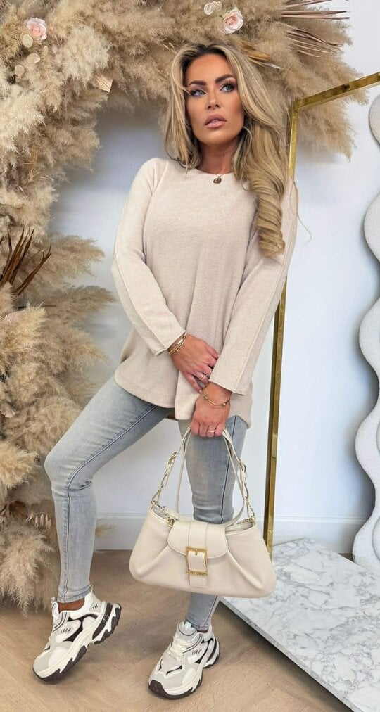 ROUND NECK TOP TAUPE