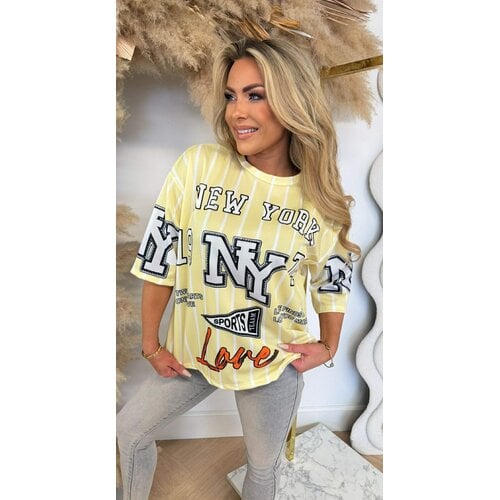 LOVE NY BASEBALL TEE YELLOW