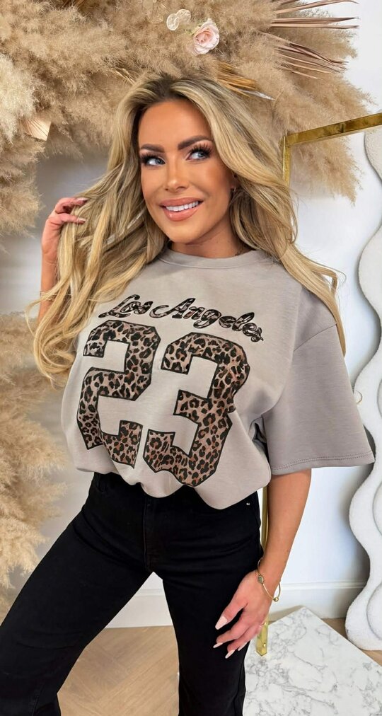 LA LEO 23 CROPPED SHIRT TAUPE