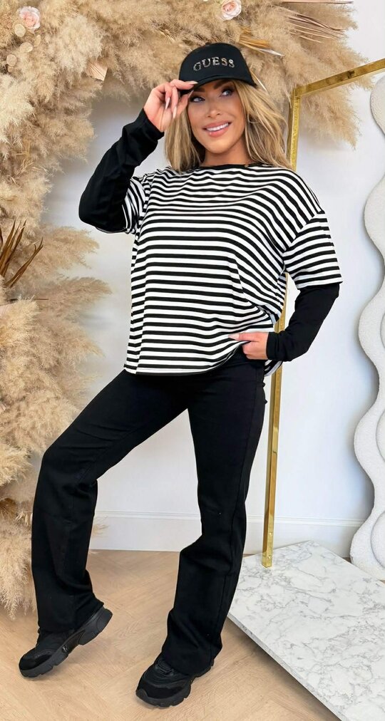 SKATER STRIPE TEE BLACK/WHITE