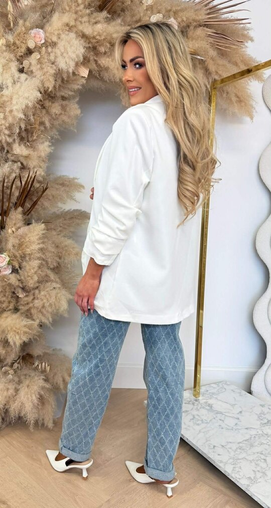 NINA OVERSIZED CROPPED MOUW BLAZER OFFWHITE