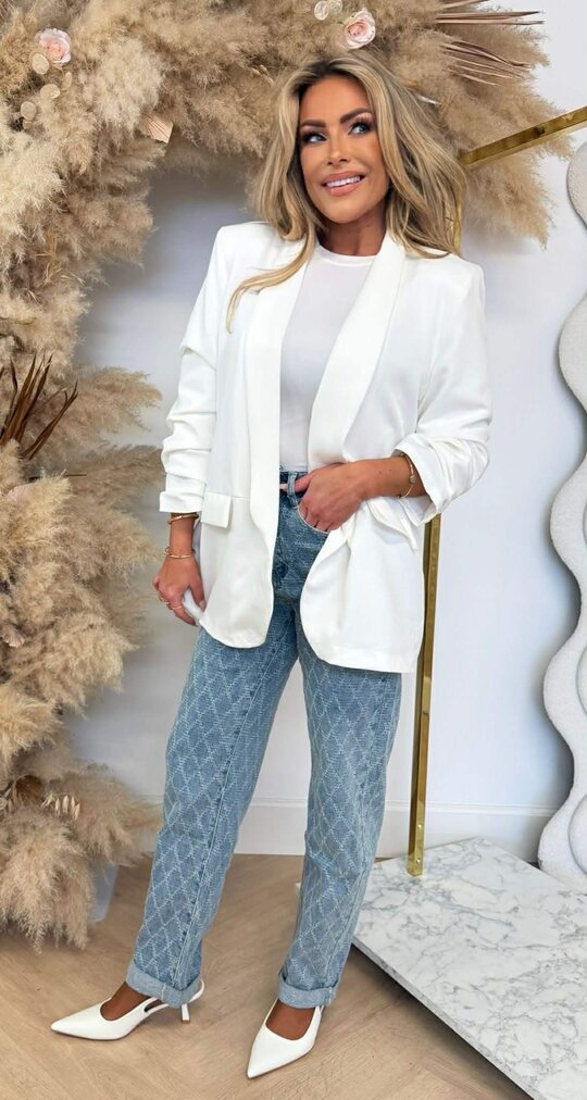 NINA OVERSIZED CROPPED MOUW BLAZER OFFWHITE