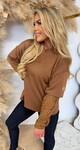 LUXURY LACE SLEEVE TOP BROWN