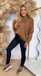 LUXURY LACE SLEEVE TOP BROWN