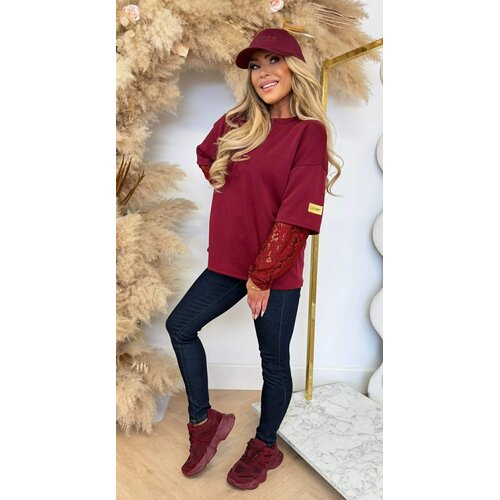 LUXURY LACE SLEEVE TOP BURGUNDY