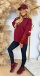 LUXURY LACE SLEEVE TOP BURGUNDY