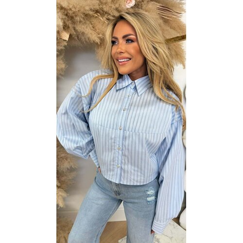 CROPPED STRIPE BLOUSE 50204 BLUE