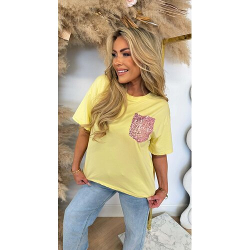 LUCY PINK PAILLET TEE YELLOW