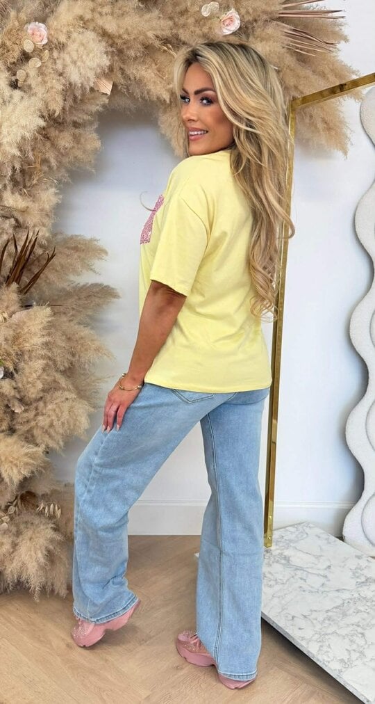 LUCY PINK PAILLET TEE YELLOW