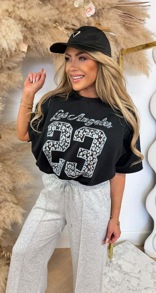 LA LEO 23 CROPPED SHIRT BLACK