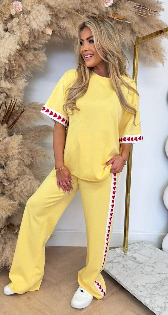STRIPE HEARTS SET YELLOW