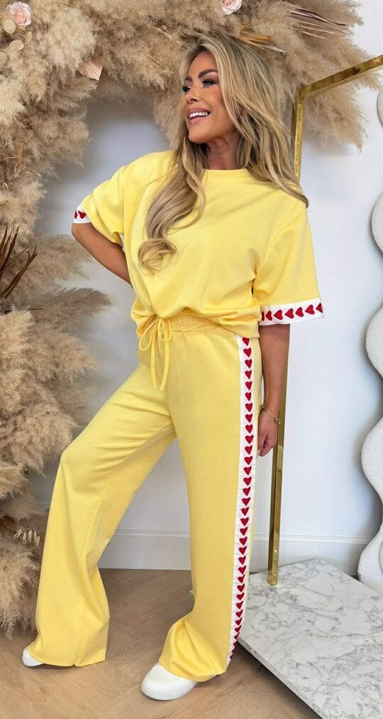 STRIPE HEARTS SET YELLOW