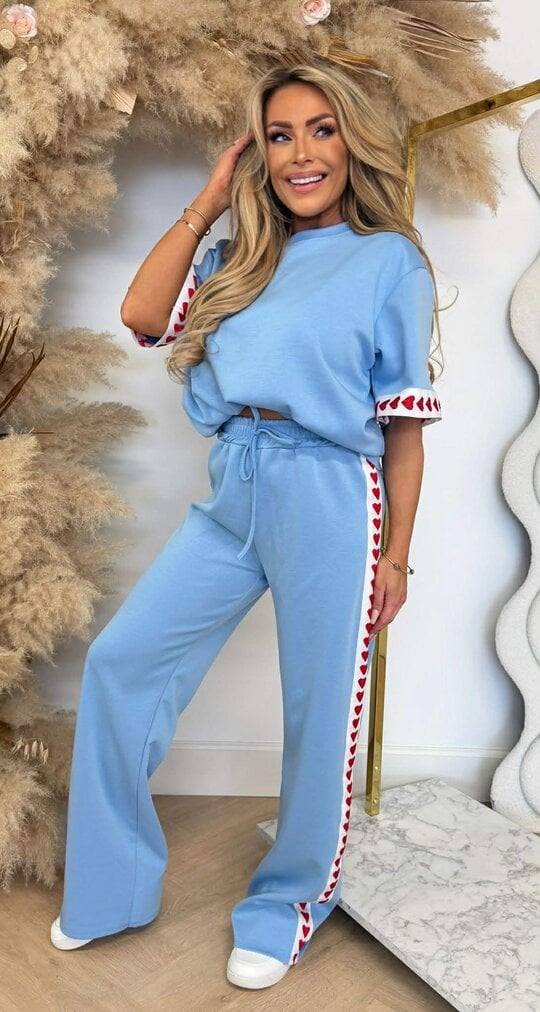 STRIPE HEARTS SET BLUE