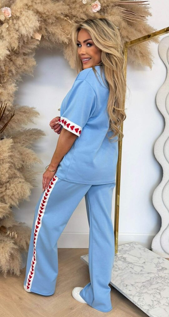 STRIPE HEARTS SET BLUE