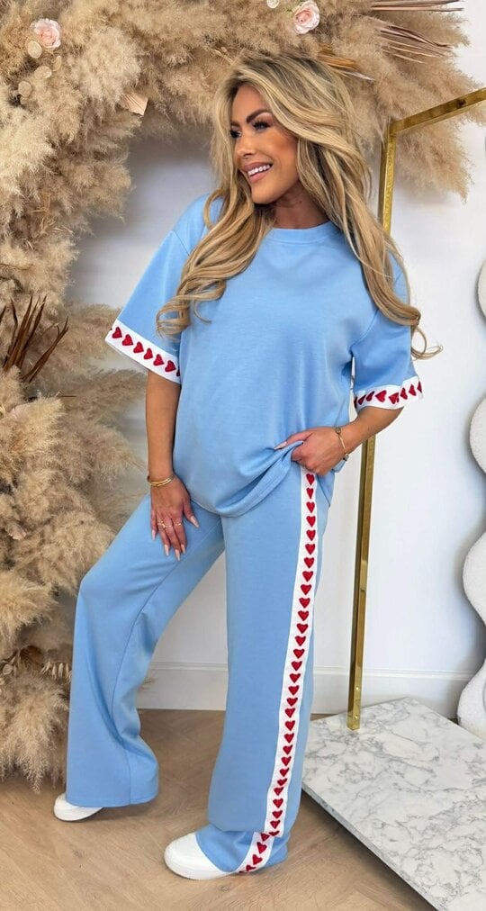 STRIPE HEARTS SET BLUE