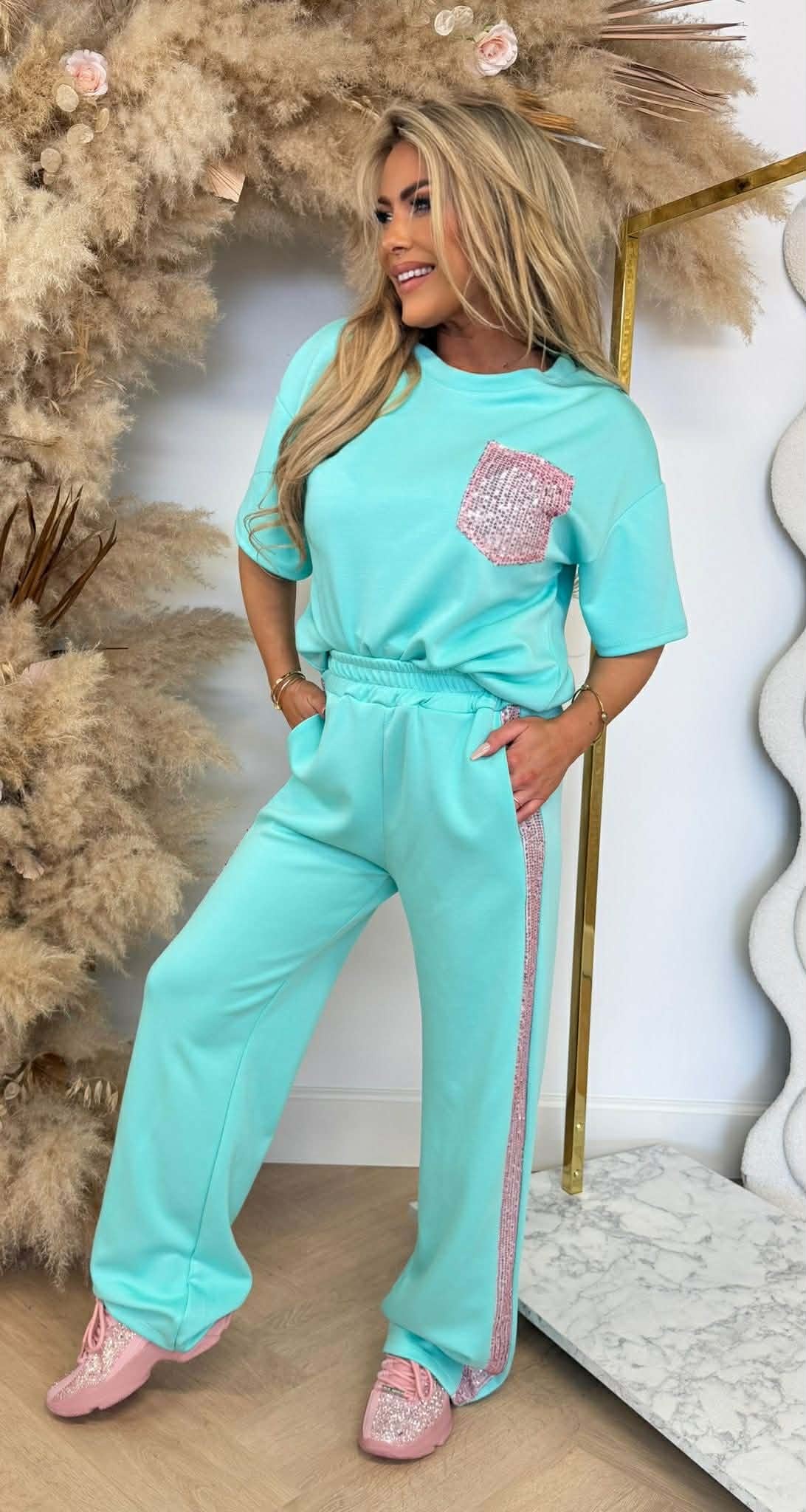 GLAMMY PINK POCKET SET AQUA