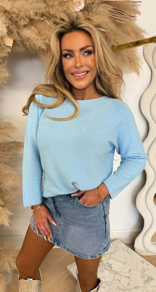 ROUND NECK TOP ICEBLUE