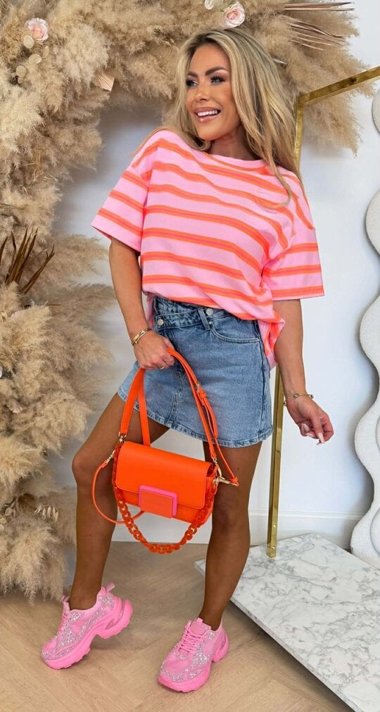 BOXY DOUBLE STRIPED SHIRT PINK