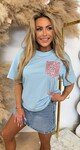 LUCY PINK PAILLET TEE ICEBLUE