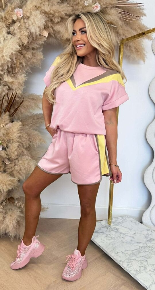 POLLY V STRIPE SET PINK