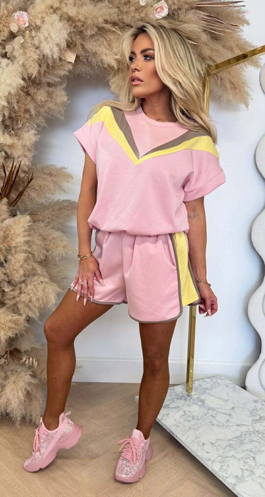 POLLY V STRIPE SET PINK