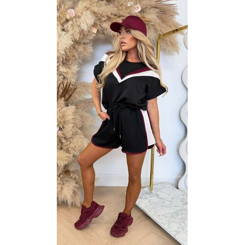 POLLY V STRIPE SET BLACK