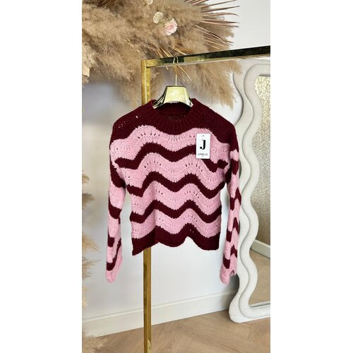 STRIPE SCHULP SWEAT BORDEAUX/PINK