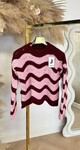 STRIPE SCHULP SWEAT BORDEAUX/PINK