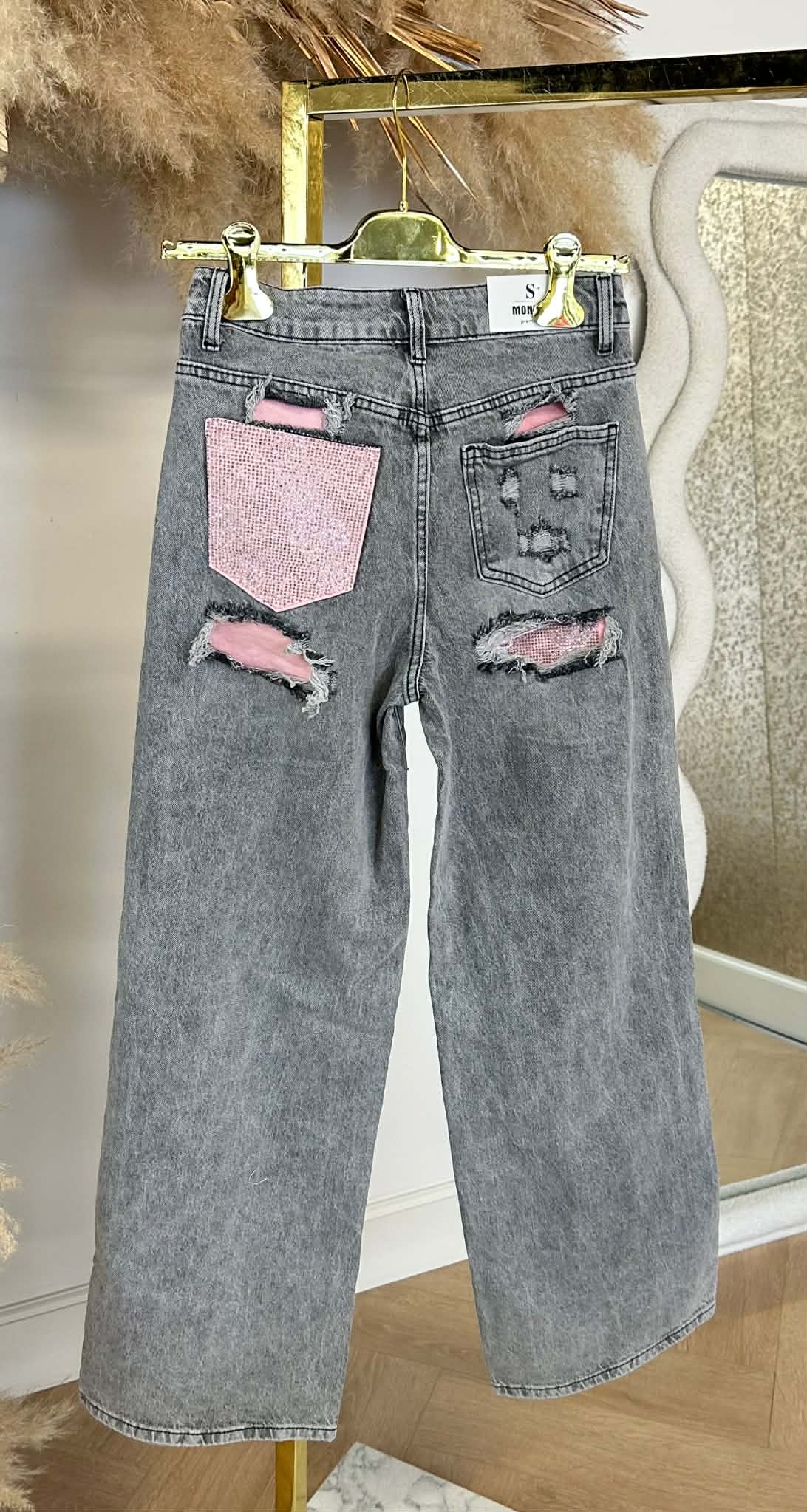 BESTSELLER GLITTER POCKET JEANS 1961 GREY