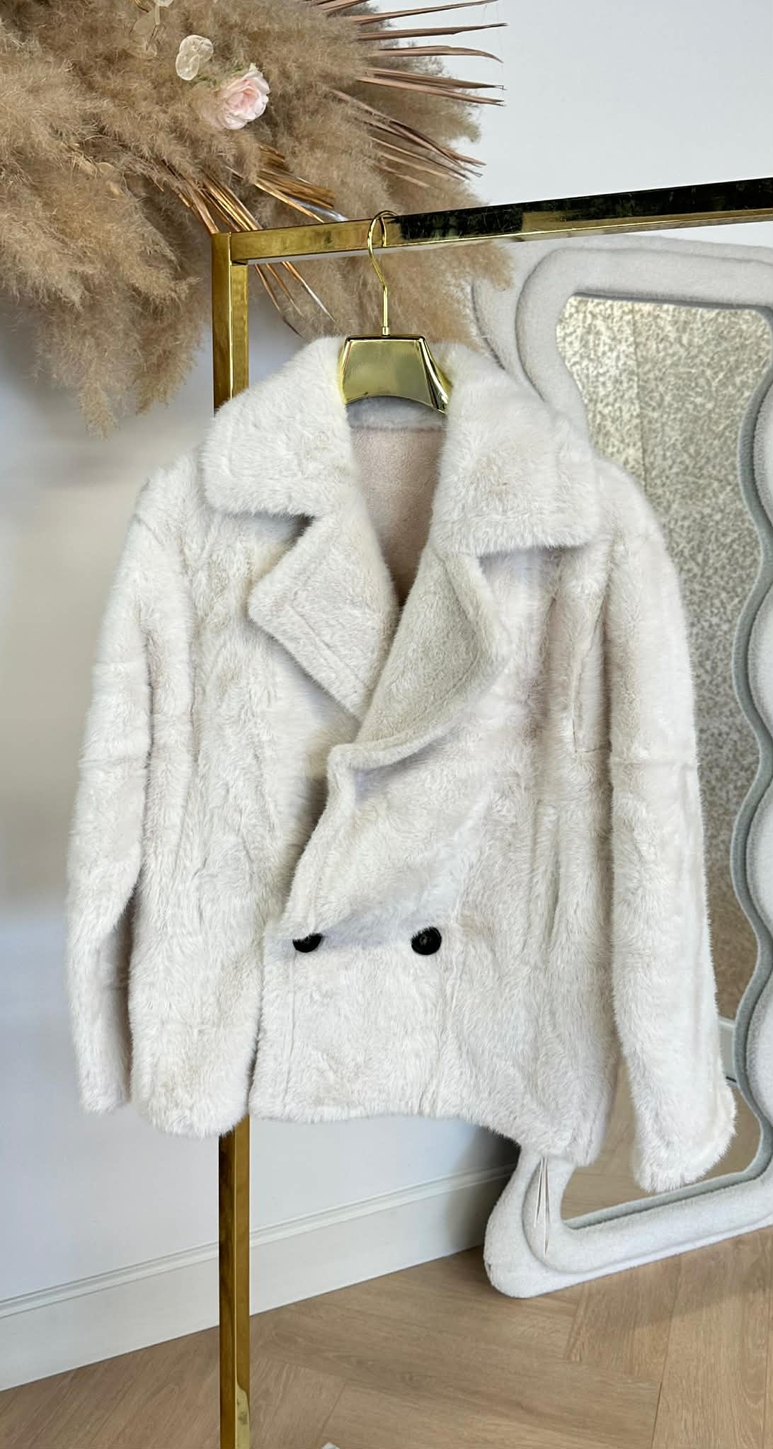 FAKE FUR COAT W02 LIGHTBEIGE