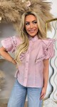 DIAMOND BUTTON LACE BLOUSE 8528 PINK