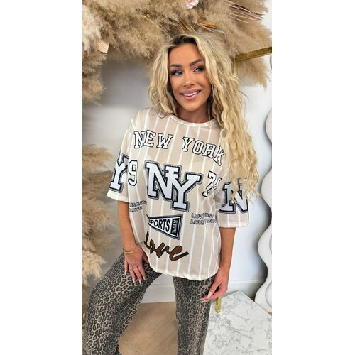 LOVE NY BASEBALL TEE BEIGE