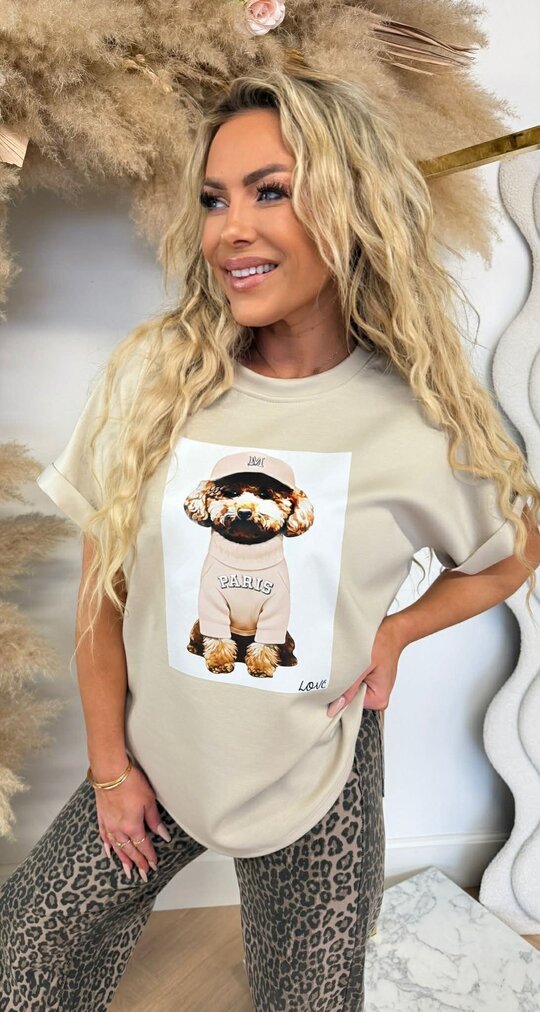 PARIS DOG PRINT SHIRT BEIGE PARIS DOG PRINT SHIRT BEIGE