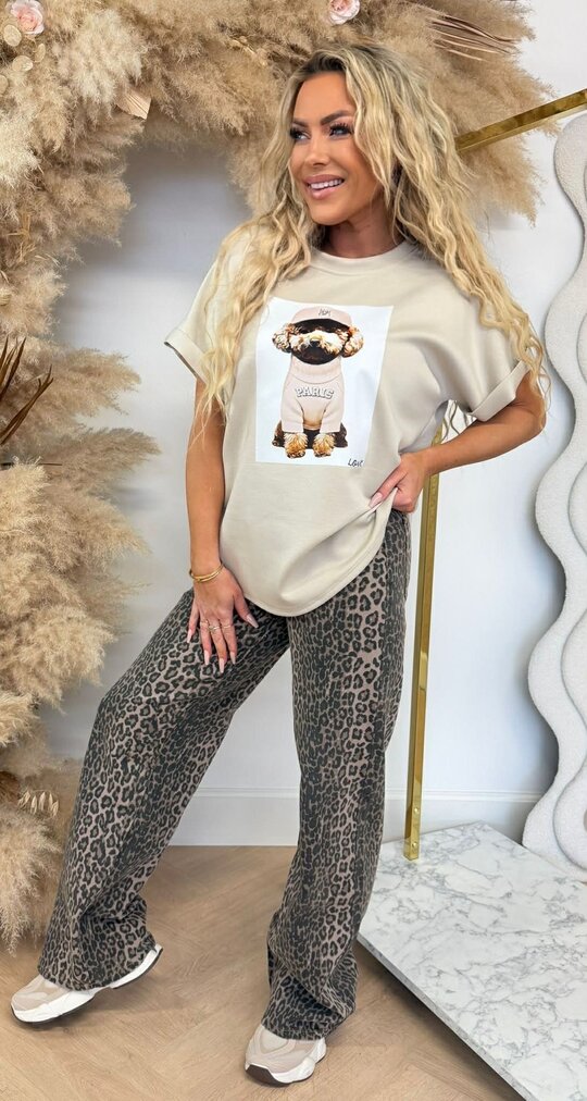 PARIS DOG PRINT SHIRT BEIGE PARIS DOG PRINT SHIRT BEIGE