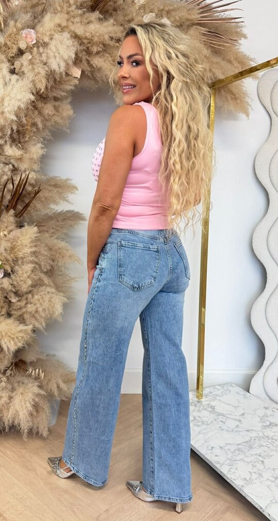 STUDDED CROP TOP 13559 PINK