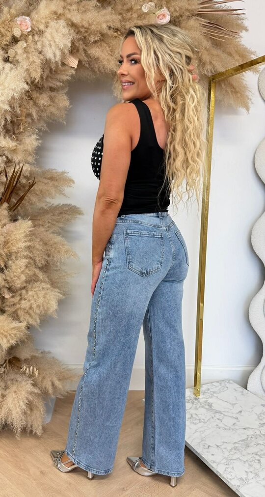 STUDDED CROP TOP 13559 BLACK