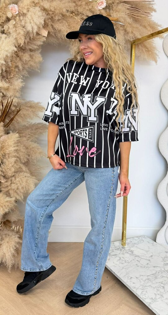 LOVE NY BASEBALL TEE BLACK