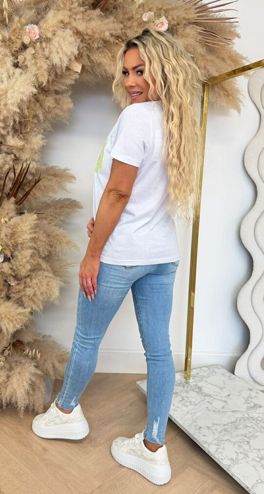 POCKET NEW GLITTER TEE YELLOW/OFFWHITE POCKET NEW GLITTER TEE YELLOW/OFFWHITE