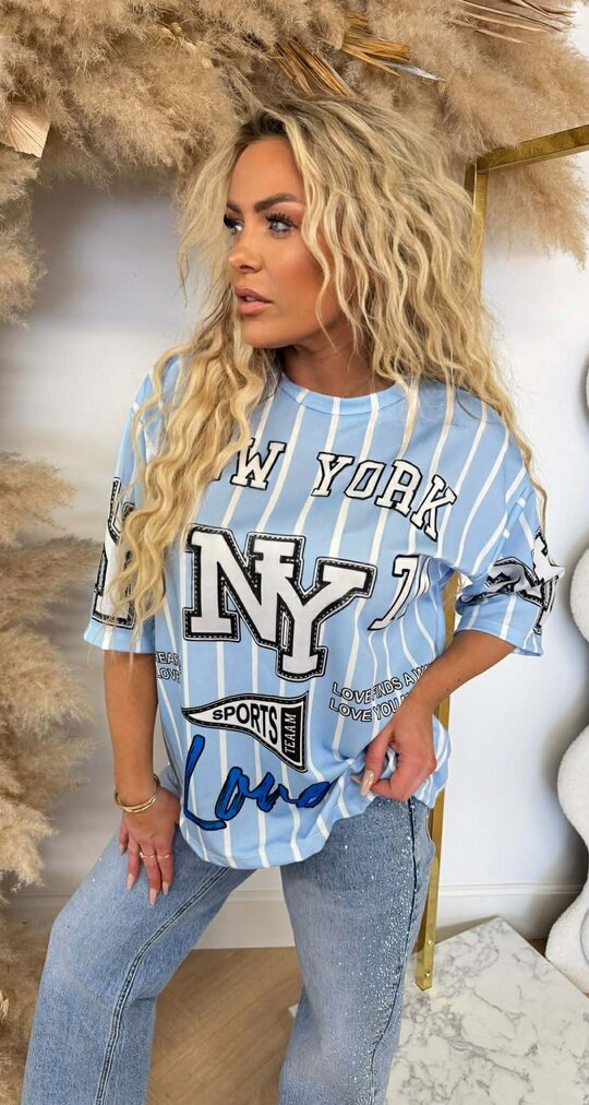 LOVE NY BASEBALL TEE ICEBLUE