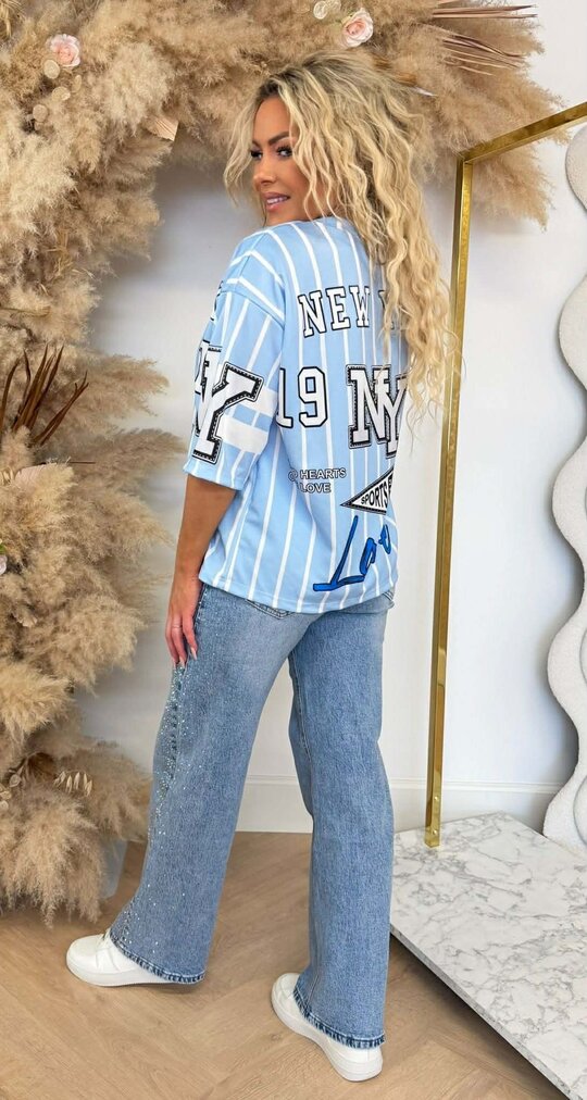 LOVE NY BASEBALL TEE ICEBLUE