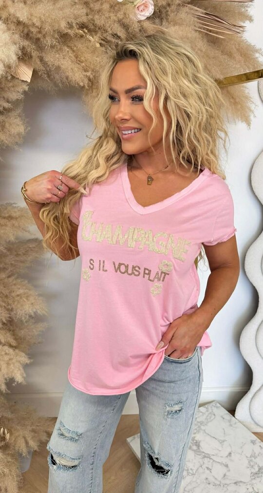 CHAMPAGNE V TOP PINK