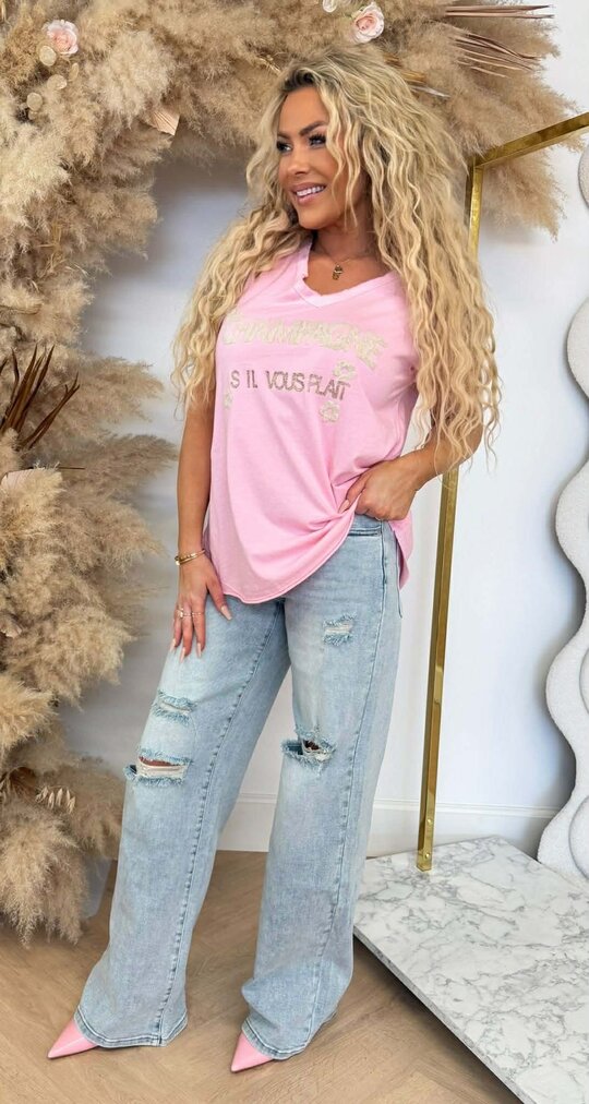 CHAMPAGNE V TOP PINK