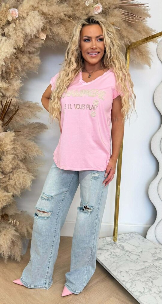 CHAMPAGNE V TOP PINK