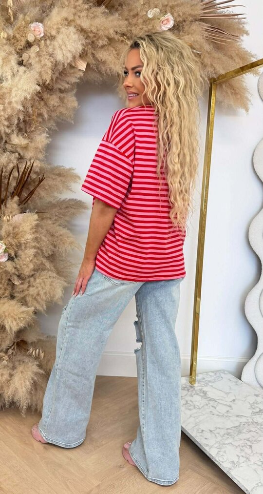 NENY STRIPE TOP RED/PINK