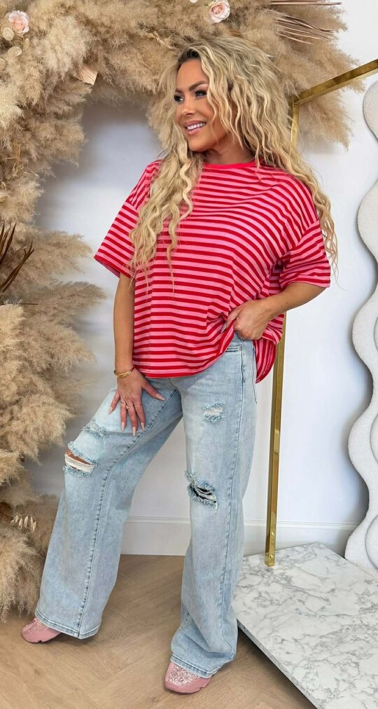 NENY STRIPE TOP RED/PINK