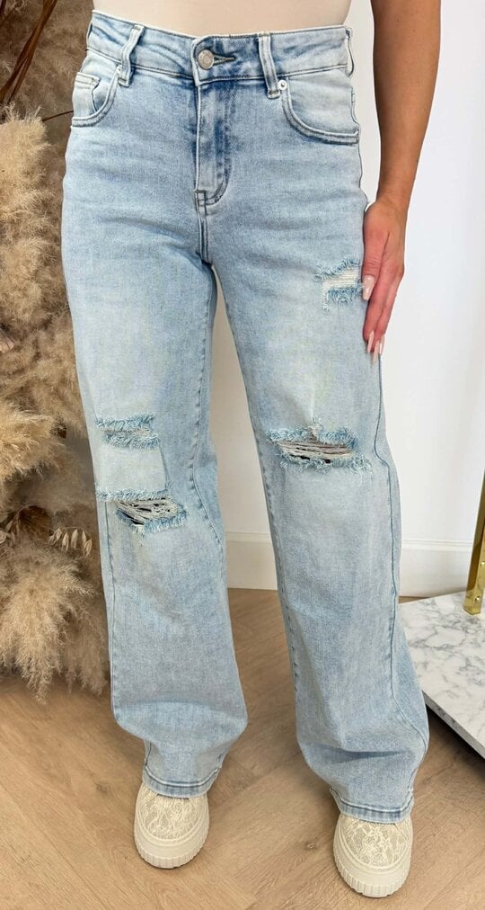 DESTROYED WIDE LEG JEANS 3370-2 DENIM