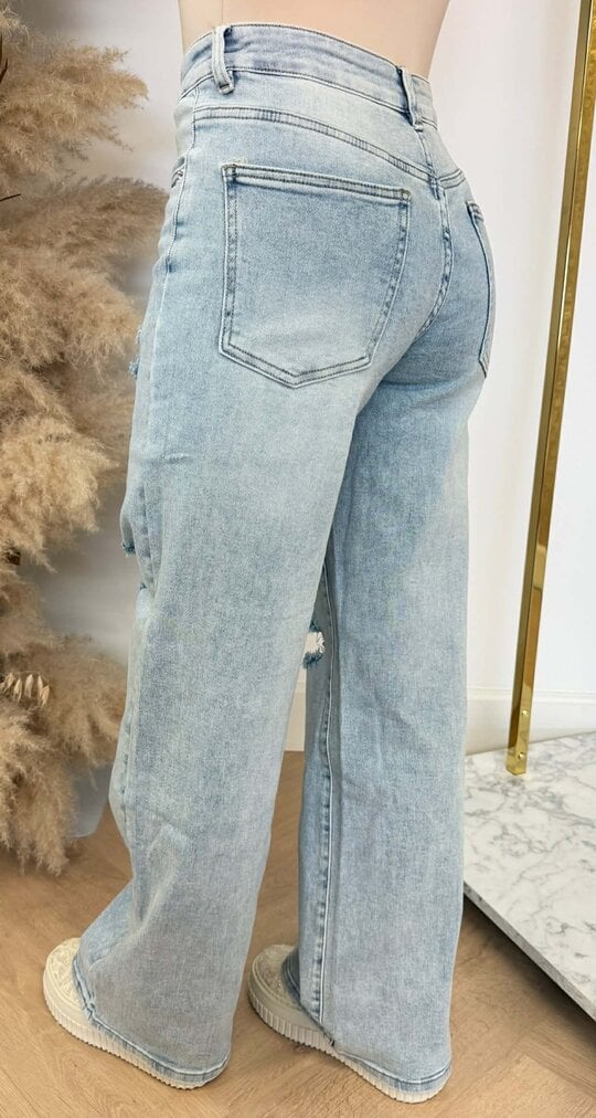 DESTROYED WIDE LEG JEANS 3370-2 DENIM