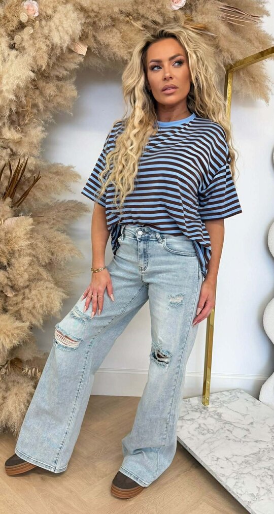 NENY STRIPE TOP BLUE/CHOCO