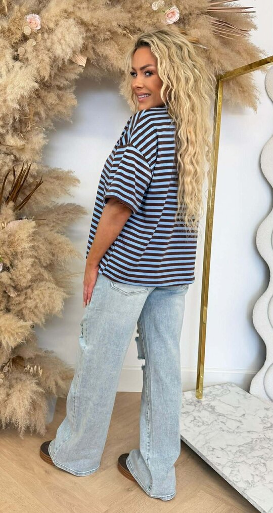 NENY STRIPE TOP BLUE/CHOCO